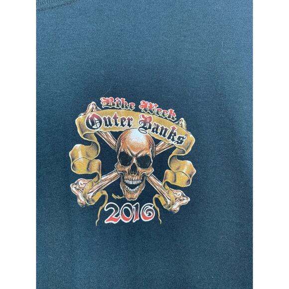 Outer Banks Bike Week 2016 Shirt Mens Medium Pirate cottonSkull Motorcycle‎ - Picture 3 of 4